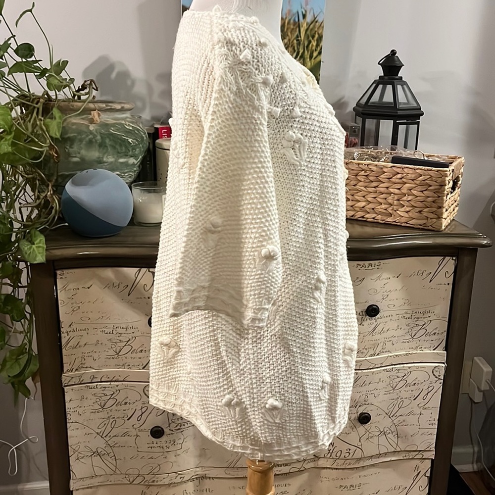 VINTAGE MARISA CHRISTINA HAND KNITTED OVERSIZED CARDIGAN IVORY WHITE SIZE MP - Picture 5 of 14